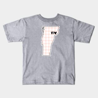 USA States: Vermont (pink plaid) Kids T-Shirt